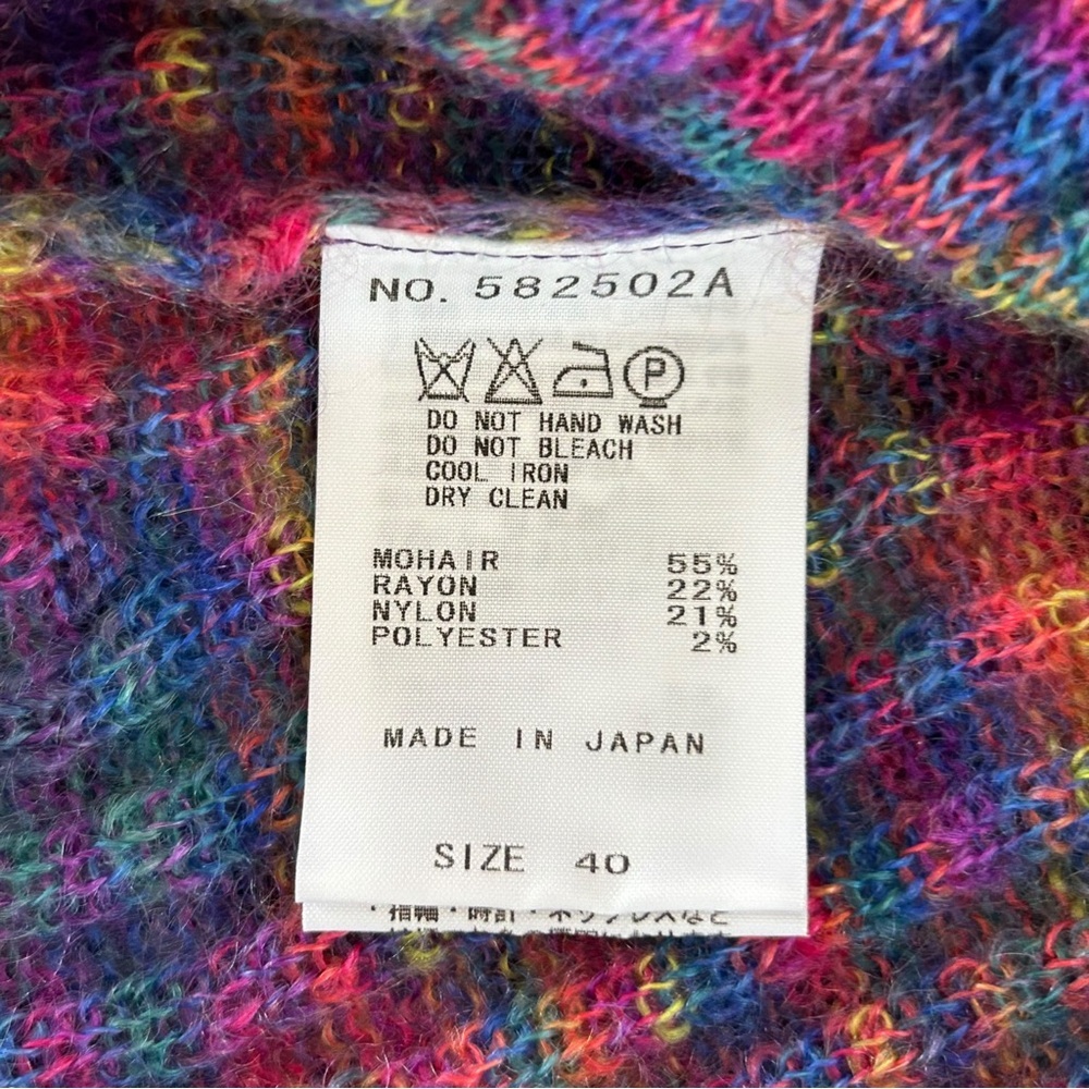 Vintage COSA-NOSTRA Rainbow Mohair Knit Turtleneck Sweater Made in Japan - Picture 6 of 6
